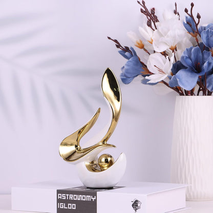 Silver Living Room Decor Table,Sculptures Home Decor,Modern Abstract Art,Dinner Table Centerpiece Decor,Ceramic Statue and Figurines Decorations Accent,Adorno Para Mesa Comedor(White Silver)