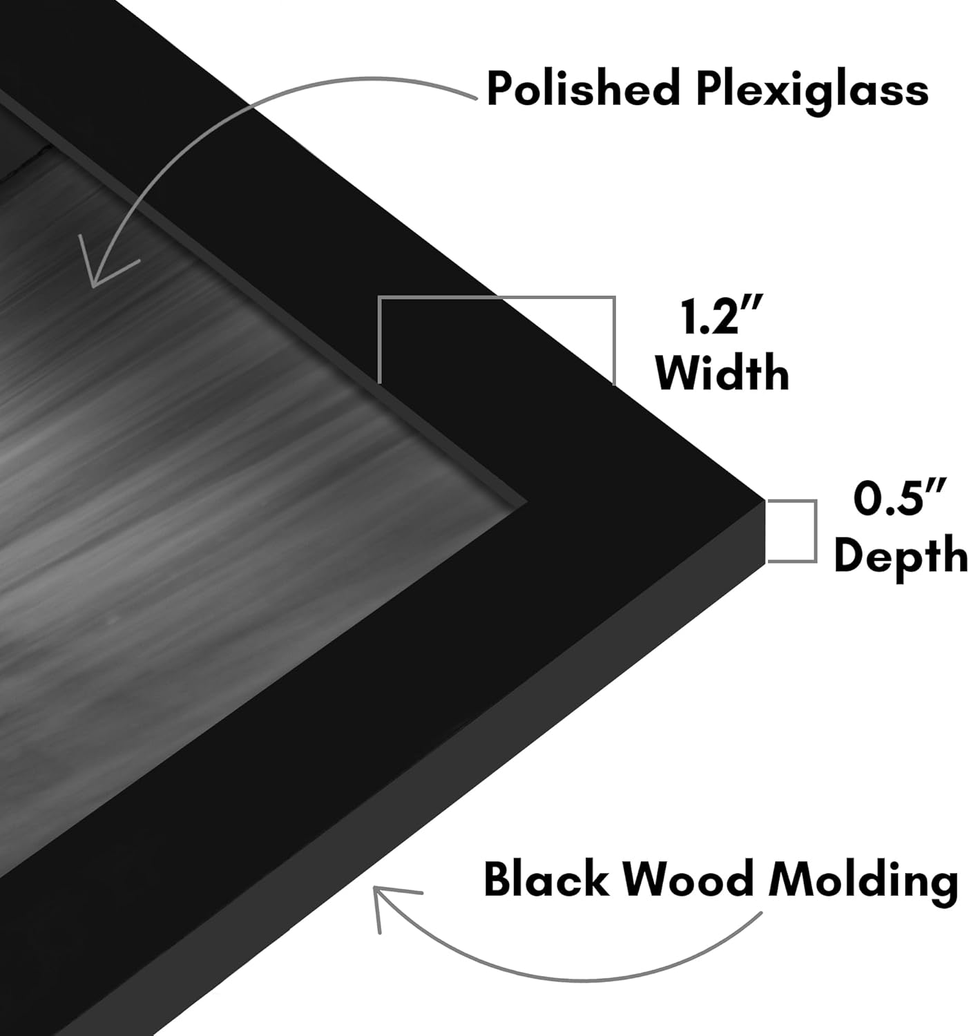 Americanflat 16x20 Picture Frame with Polished Plexiglass - Black Picture Frame - Wide Photo Frames Made of Engineered Wood for Vertical or Horizontal Wall Display - Epic Collection - Black - Colors C