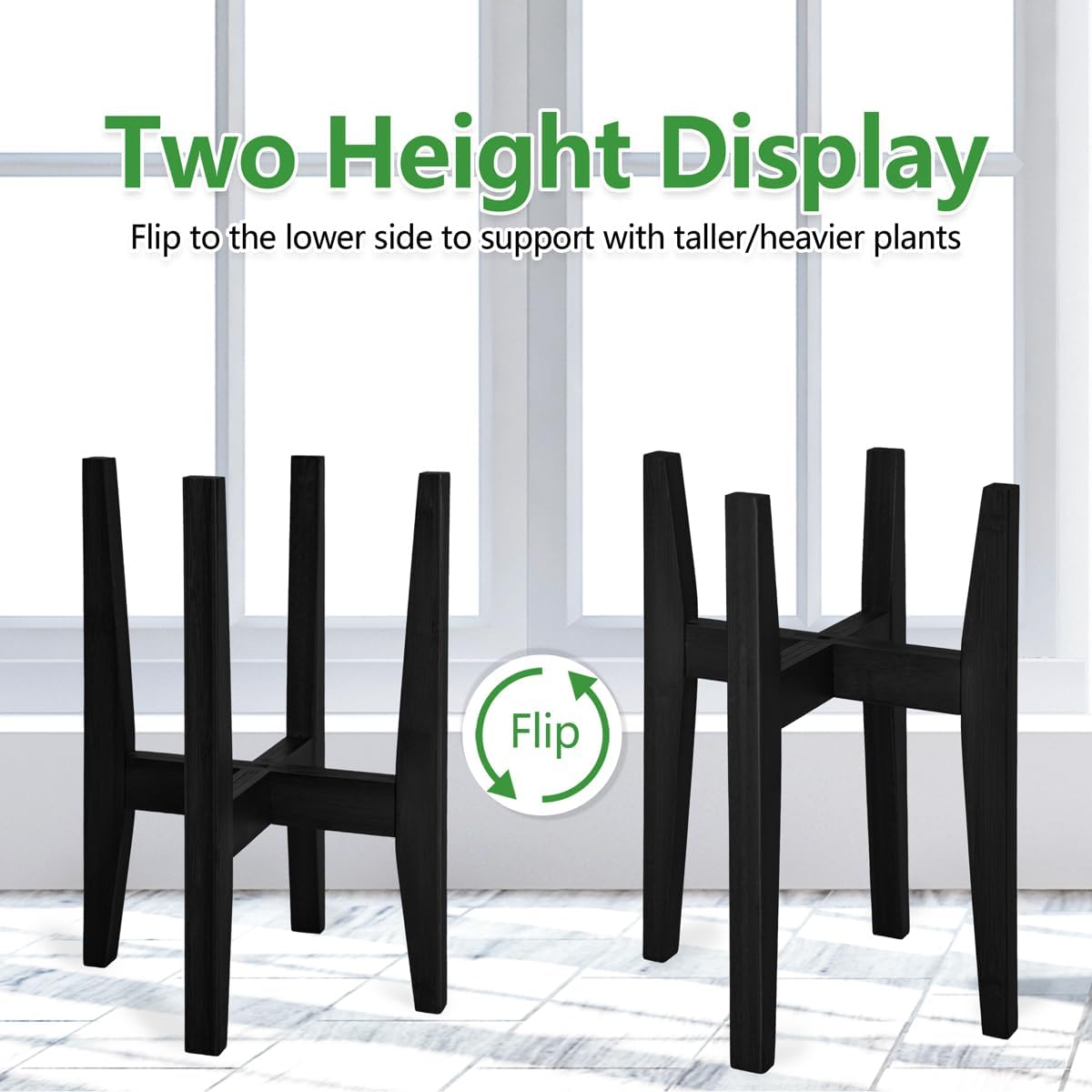 Rnined Adjustable Plant Stand Indoor,Bamboo Mid Century Modern Plants Stands, Stable Plant Holder,Fit 8 9 10 11 12 inch Pots (Pot & Plant Not Included)