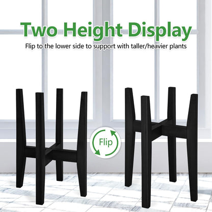 Rnined Adjustable Plant Stand Indoor,Bamboo Mid Century Modern Plants Stands, Stable Plant Holder,Fit 8 9 10 11 12 inch Pots (Pot & Plant Not Included)