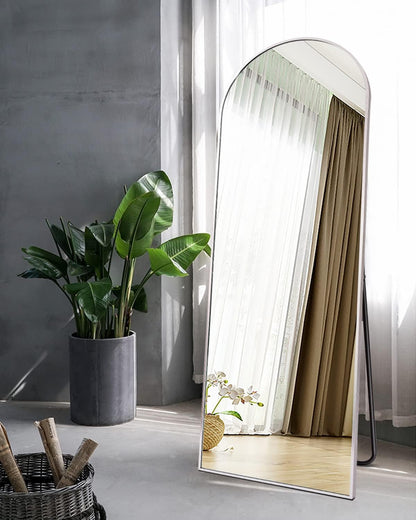 Dewfig Arched Full Length Mirror, 76"x34" Large Floor Mirror, Full Body Mirrors for Leaning or Hanging, Standing Mirrors for Bedroom, Living Room,Dressing Room, Aluminum Alloy Frame, Black