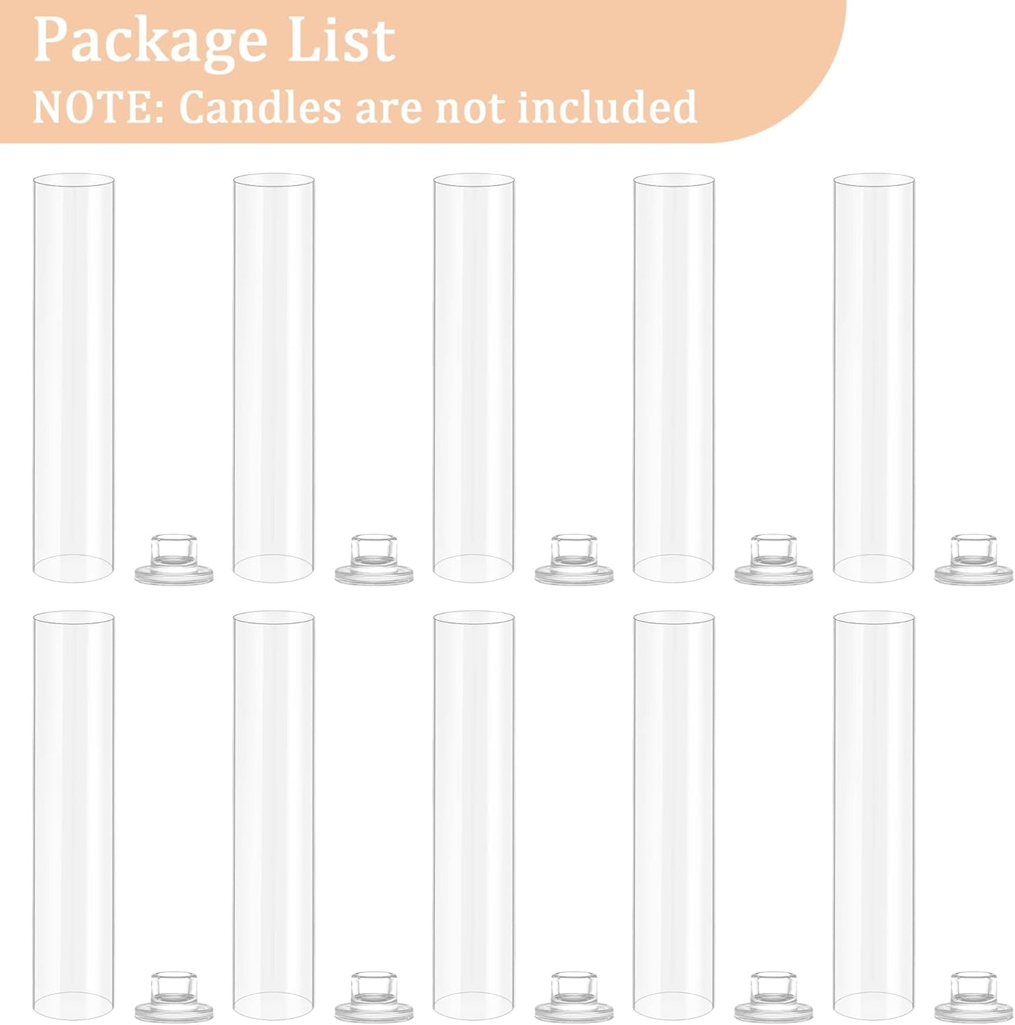 Hurricane Candle Holder Thickened Cylinder Covers Short Taper Candle Sticks Holder 2.5" D × 11" H Glass Tall Candlesticks Holders Centerpiece for Wedding Dining Table, 4 Pcs