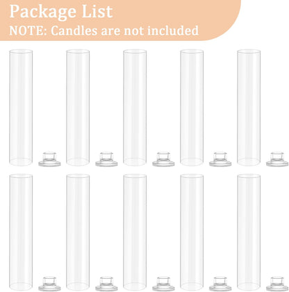 Hurricane Candle Holder Thickened Cylinder Covers Short Taper Candle Sticks Holder 2.5" D × 11" H Glass Tall Candlesticks Holders Centerpiece for Wedding Dining Table, 4 Pcs