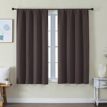 Simplebrand Ava Sage Green Blackout Curtains for Bedroom 63 Inch Length 2 Panels Set, Solid Thermal Insulated Energy Saving Rod Pocket Window Treatment Curtains Blackout Drapes, W40 x L63 Inch, Sage - Colors C