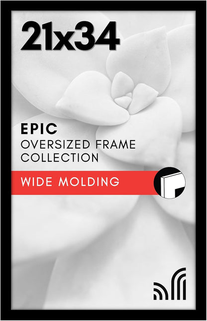 Americanflat 16x20 Picture Frame with Polished Plexiglass - Black Picture Frame - Wide Photo Frames Made of Engineered Wood for Vertical or Horizontal Wall Display - Epic Collection - Black - Colors A