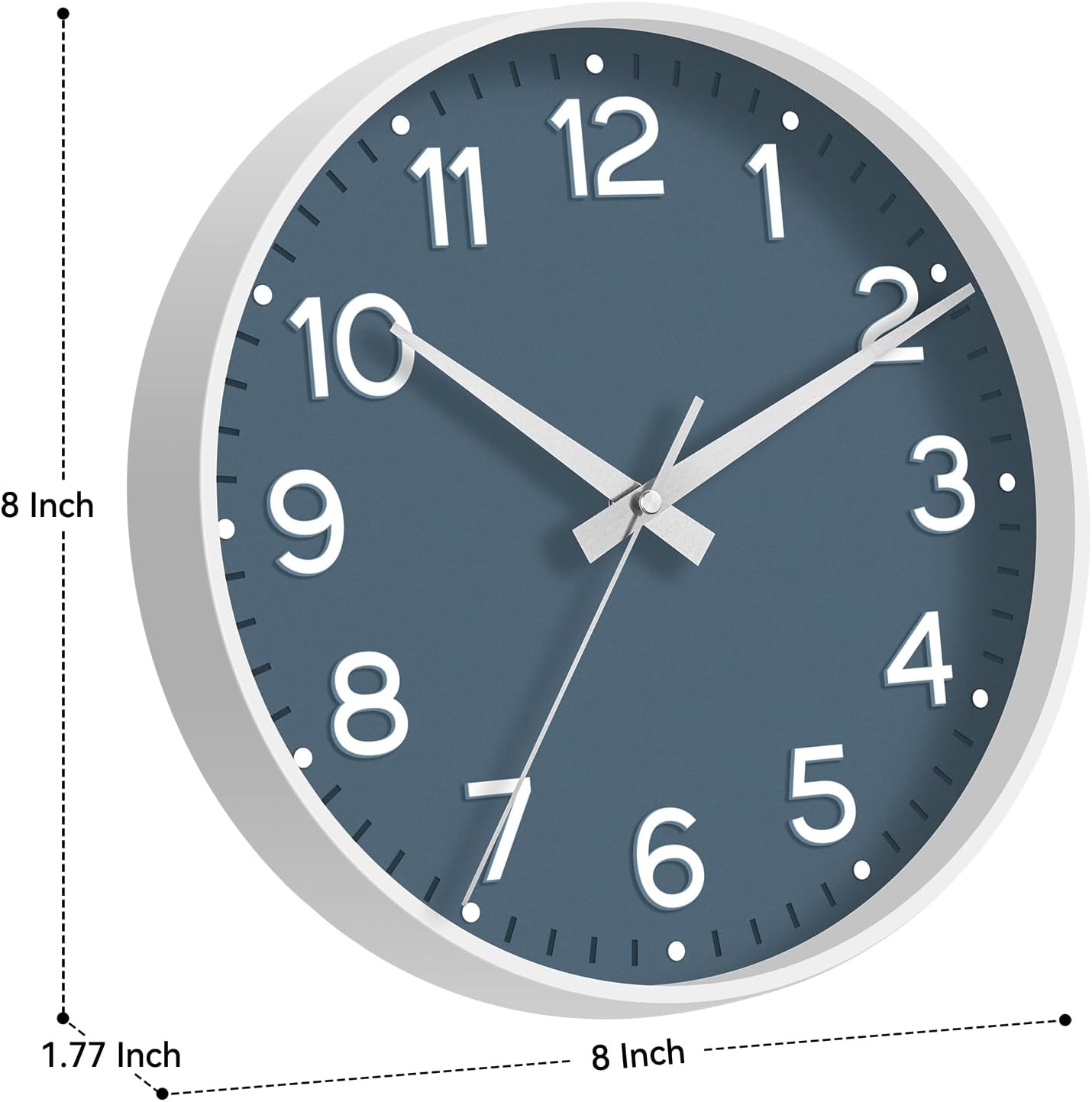 Roymnie Wall Clock Green, Silent Wall Clocks Battery Operated 8 Inch-Modern Non Ticking Analog Clock Decorative for Kitchen Office Bathroom Bedroom(Gold)