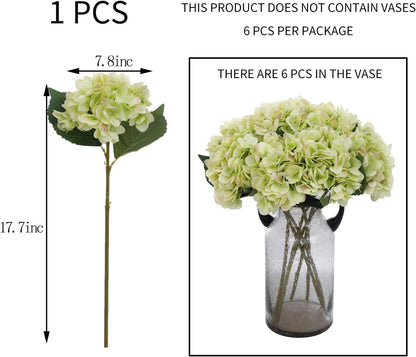 Kimura's Cabin 6pcs White Hydrangea Artificial Flowers Silk Fake Hydrangeas Faux Hydrangea Flowers with Stems for Wedding Bouquets Arrangement Home Table Centerpieces Baby Shower Party Decoration
