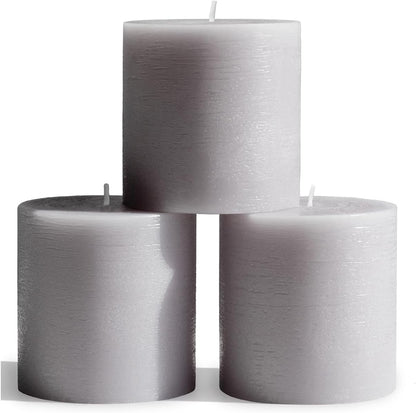 CANDWAX 3x4 inch Pillar Candles Set of 3 – Unscented Dripless Rustic Dark Blue Candles for Room Decor, Weddings, Centerpieces