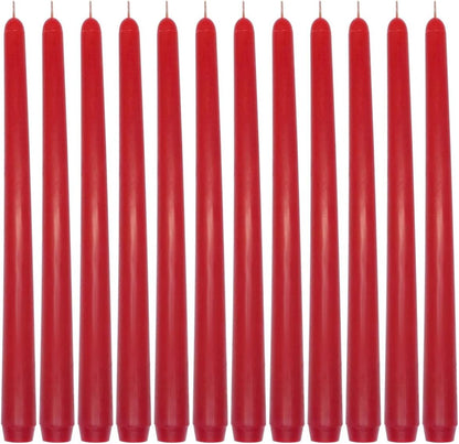 NIKY 10 inch Taper Candles for Christmas, Set of 12 Unscented Dripless Candlesticks - 8 Hours Long Burning for Home Decor, Wedding, Parties and Special Occasions (Ivory)
