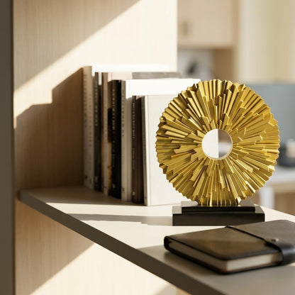 DOVDOV Gold Home Decor Sculpture, Unique Round line Statue, Modern Home Decor, Decorative Panel Statue Gold Decoration for Living Room TV Stand, Office, Bedroom, Dining Table Centerpiece.