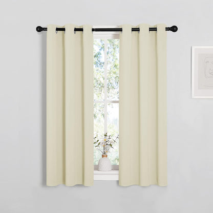 NICETOWN Halloween Pitch Black Solid Thermal Insulated Grommet Blackout Curtains/Drapes for Bedroom Window (2 Panels, 42 inches Wide by 63 inches Long, Black) - Colors C