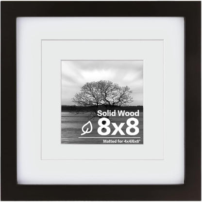 Egofine 12x16 Picture Frame Black, Covered by Plexiglass Made of Solid Wood, Display Pictures 9x12 and 11x14 with Mat or 12x16 Without Mat, for Wall Mounting Photo Frame - Colors B