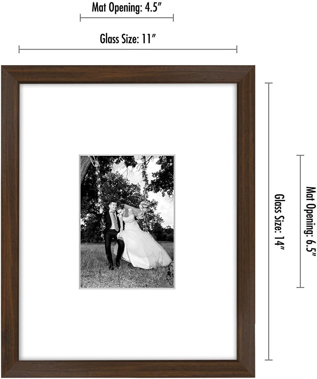 Americanflat 11x14 Picture Frame with Shatter-Resistant Glass - Use as 5x7 Frame with Mat or Display 11x14 Photo Without Mat - Signature Collection - Picture Frames for Wall Display - Black