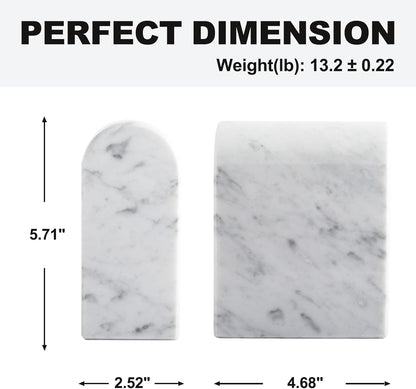 Koville African Natural Marble Bookends for Shelves, Non-Slip Book Ends, 13LBS Ultra Heavy Duty Marble Book Holder Organizer, Apartment Decor for Movies/CD/Video Games(Namib Fantasy)