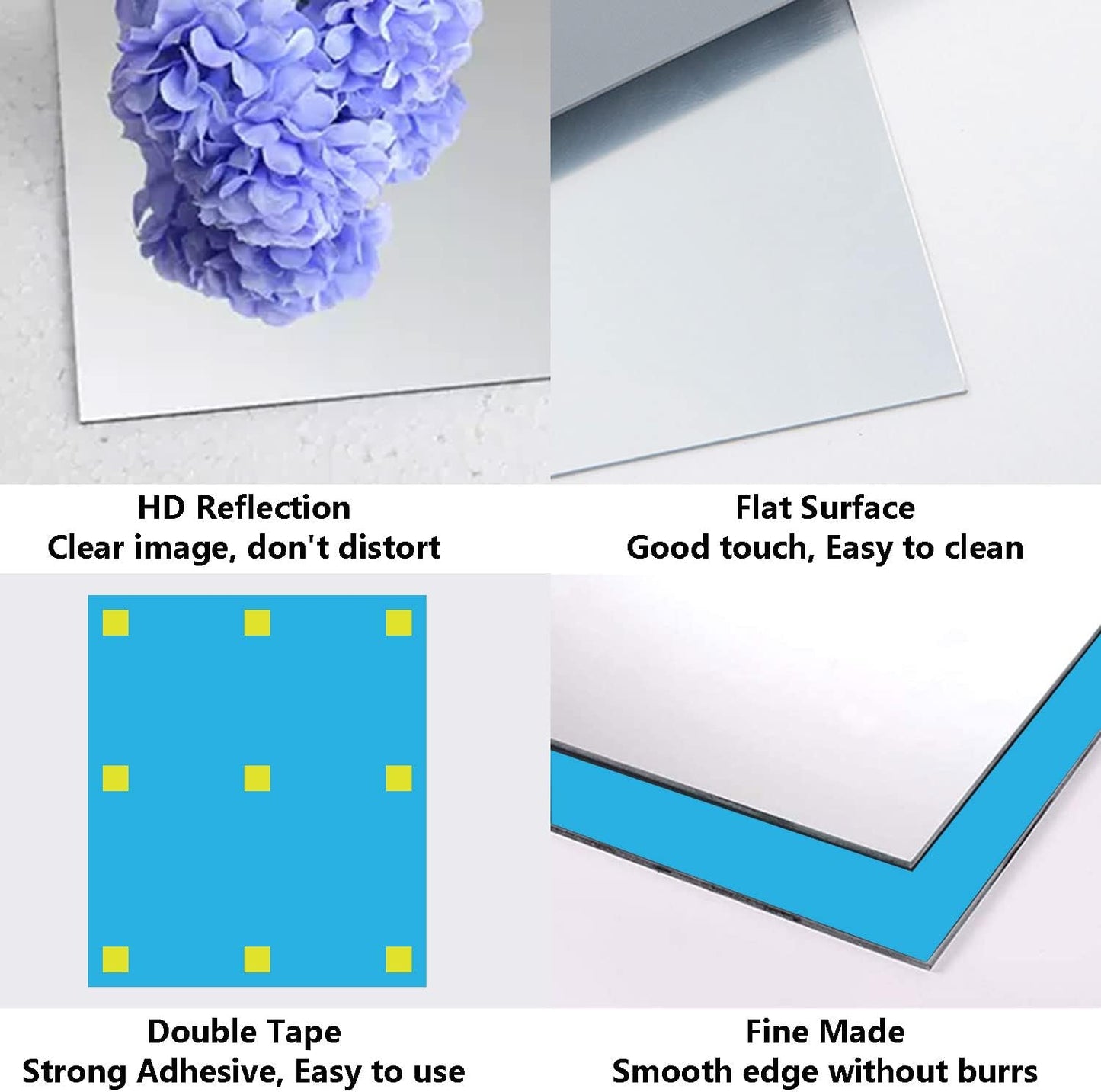 12'' Round Wall Mirror Tiles High Clear Reflecticon Self Adhesive Acrylic Mirror Sheets Circle Stickers for Bathroom, Bedroom, Door, Home Decor