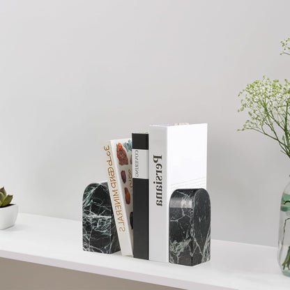 Koville African Natural Marble Bookends for Shelves, Non-Slip Book Ends, 13LBS Ultra Heavy Duty Marble Book Holder Organizer, Apartment Decor for Movies/CD/Video Games(Namib Fantasy)