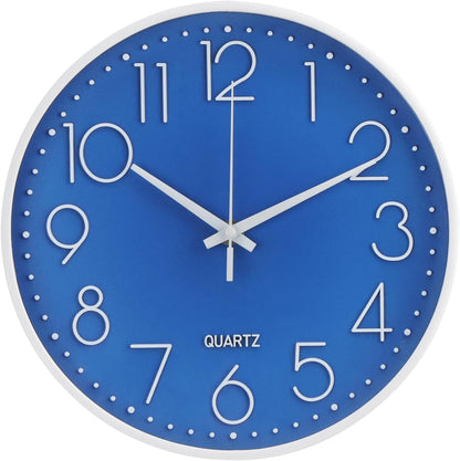 Wall Clock 12 Inch Non-Ticking Silent Modern Simple Style Round Decor Clock Gold Stereoscopic Dial Quartz Wall Clocks for Home/Office/School/Living Room/Bedroom/Kitchen