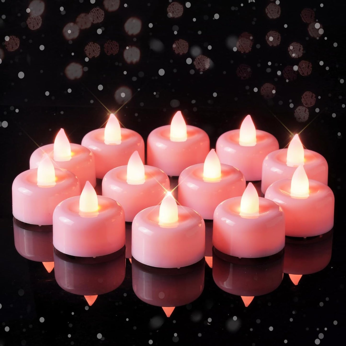 Amagic 12/24/50/100/150Pack Flameless LED Tea Lights Candles Battery Operated, Electric Fake Tealight Candles for Votive, Halloween, Christmas, Home Decor, Wedding, Table Decor (12Pack)