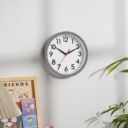 AKCISOT Wall Clock, Modern Small Wall Clocks Battery Operated 8 Inch, Silent Non-Ticking Analog Classic for Office, Home, Bathroom, Kitchen, Bedroom, School(Black)
