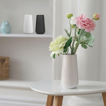 White Ceramic Vase, GUKJOB Small Cute Flower Vase for Pampas Grass, Home, Living Room, Dining Table, Farmhouse, Office Decor, Bedroom, Table, and Kitchen Shelf (White)