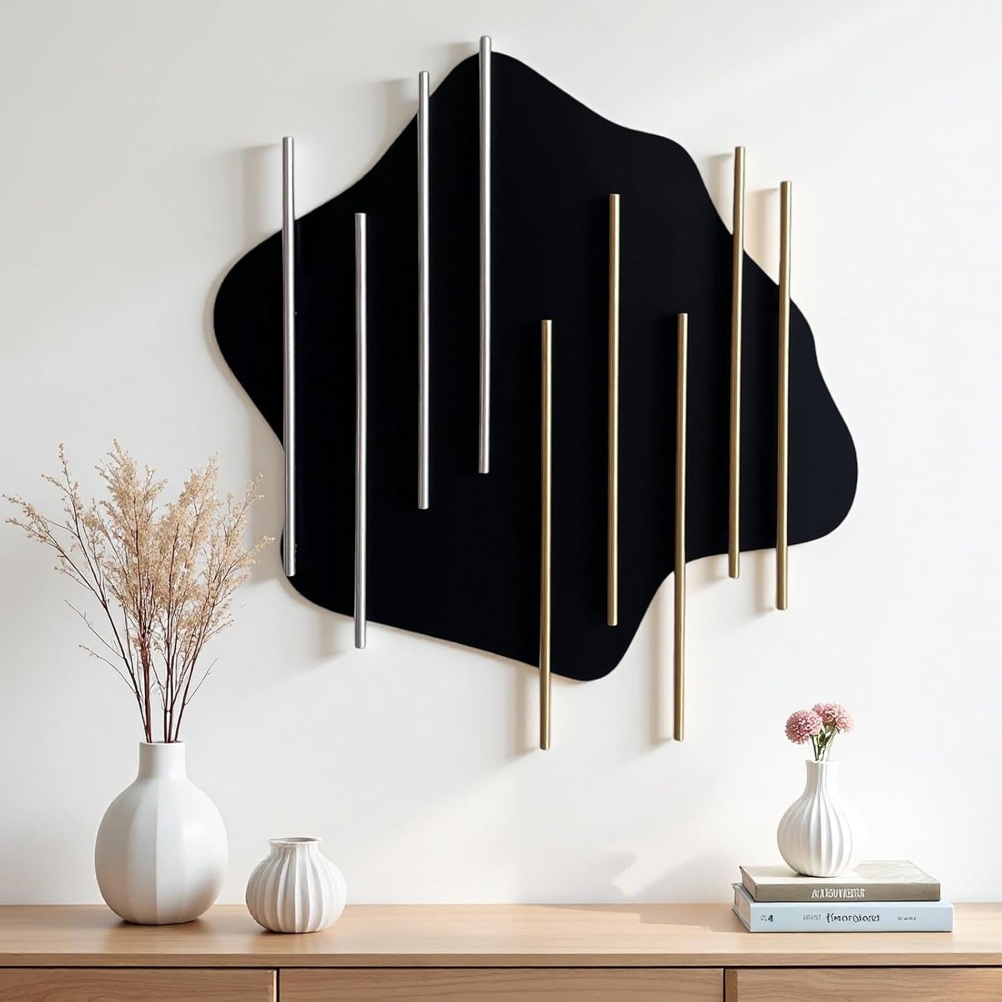 HYVAKUPPA 3D Large Metal Wall Decor Modern Aesthetic Wall Sculptures 19.7''x23.2'' Luxury Geometric Circular Decor Wall Art Artwork for Bedroom Dining Living Room Wall Decorations