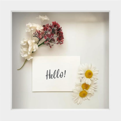 FrameWorks 11” x 14” Dark Oak Wooden Shadow Box Frame – Display Case with Soft Felt Back, Memory Box with Tempered Glass, Display Box with Elegant White Ball Push Pins, Wooden Flower Box