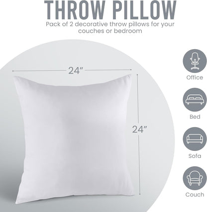 Utopia Bedding 18x18 Pillow Inserts, Set of 2, White – Indoor Decorative Throw Pillows for Bed, Sofa & Couch – Soft, Supportive & Fluffy Cushion Inserts