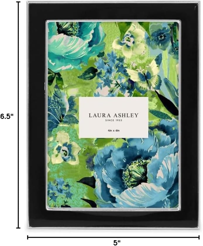 Laura Ashley 5x7 Navy Enamel Picture Frame, Gold Metal Edge with Easel, for Countertop, Counterspace, Tabletop Display, Bookshelf, Desk, Wall Décor, Photo Gallery (5x7, Navy W/Gold)