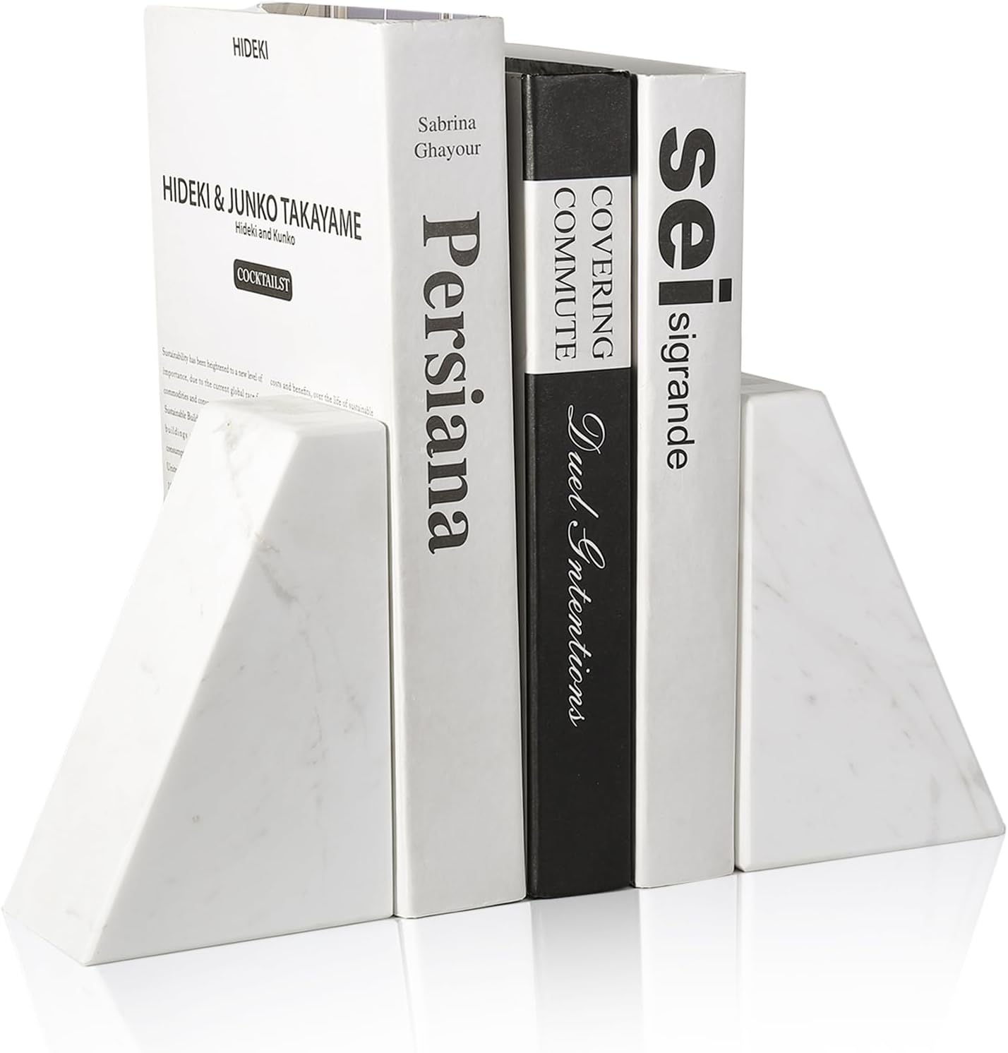 Karibiber Travertine Bookends for Heavy Books, Marble Decorative Bookends for Shelves, Heavy-Duty Stone Book Ends for Hardback Book & Cookbooks, Unique Book Stopper & Holder, Travertino Italy