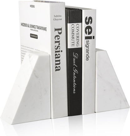 Karibiber Travertine Bookends for Heavy Books, Marble Decorative Bookends for Shelves, Heavy-Duty Stone Book Ends for Hardback Book & Cookbooks, Unique Book Stopper & Holder, Travertino Italy
