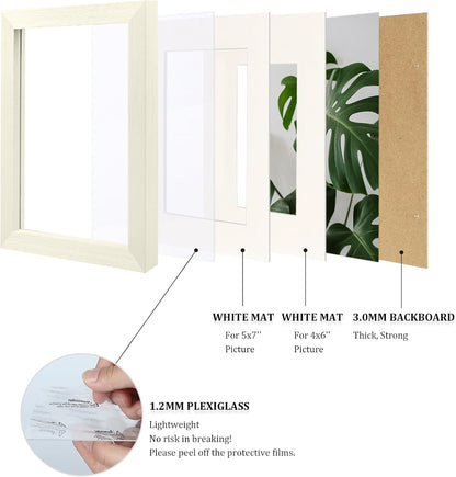 Egofine 8x10 Picture Frames Set of 4, Made of Solid Wood Covered by Plexiglass 4x6 and 5x7 with Mat or 8x10 without Mat, for Table Top Display and Wall Mounting Photo Frame Black