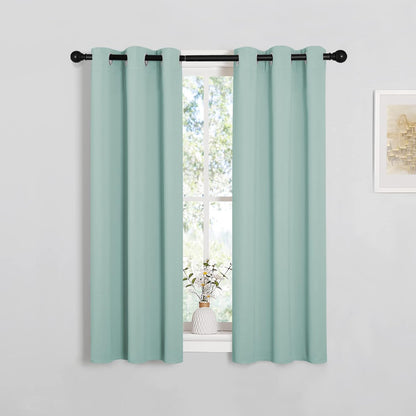 NICETOWN Halloween Pitch Black Solid Thermal Insulated Grommet Blackout Curtains/Drapes for Bedroom Window (2 Panels, 42 inches Wide by 63 inches Long, Black) - Colors A