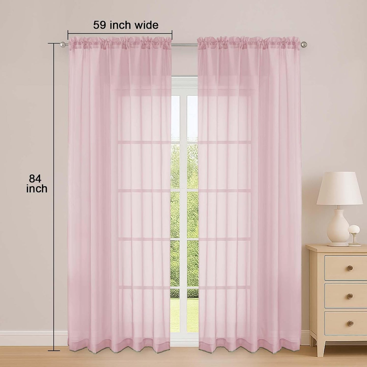 OWENIE Sheer Curtains 84 inches Long 2 Panels Set for Living Room/Bedroom, Rod Pocket Voile Sheer Panel Drapes, White, 2pcs, Each 42" W x 84" L - Colors A