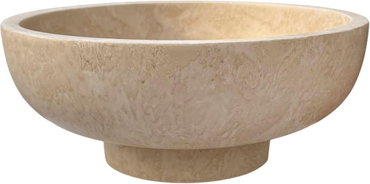 OAKOA Concrete Black Decorative Bowl for Home Decor - Black Fruit Bowl - Modern Pedestal Coffee Table Bowl for Entryway Table
