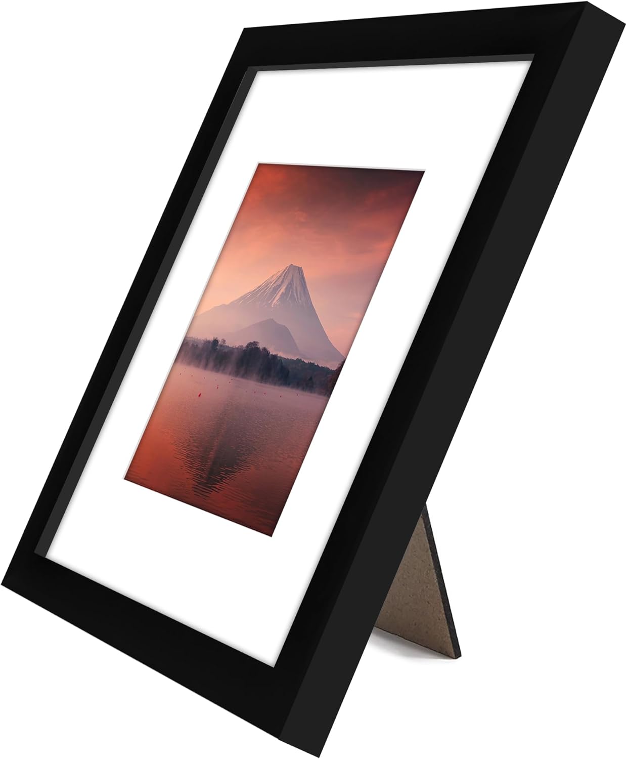 Americanflat 8x10 Picture Frame with Shatter-Resistant Glass - Use as 5x7 Frame with Mat or Display 8x10 Photo Without Mat - Signature Collection - Picture Frames for Tabletop and Wall Display - Black