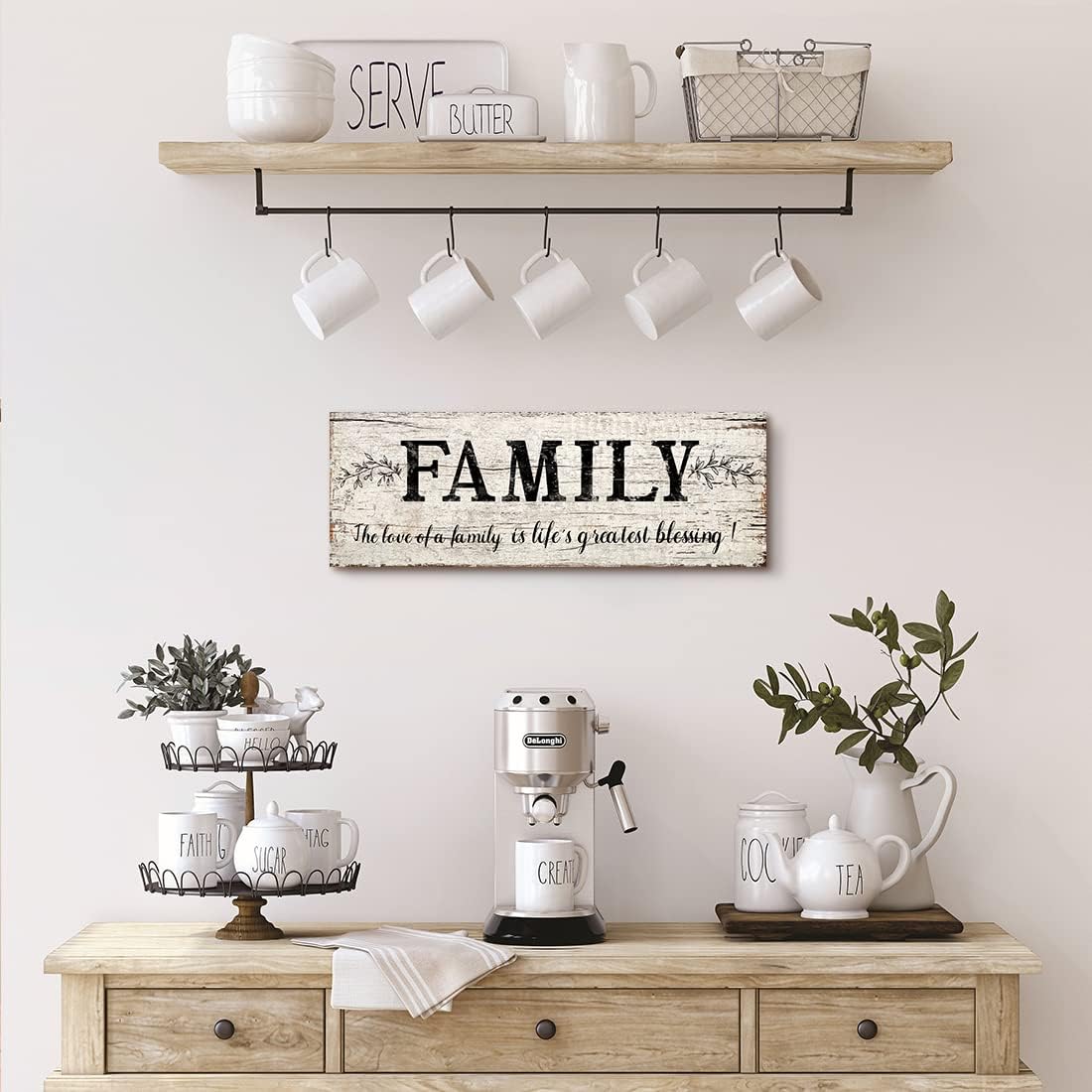 Quotes Wall Decor Enjoy the Little Things Sign Family Wall Signs Canvas Prints Rustic Wooden Wall Art Wood Pictures for Living Room Bedroom Office Home Decor, 6 X 17 Inch Framed