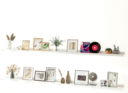 White Floating Shelves for Wall Decor, Wall Mounted Wood Storage Shelf for Bedroom, Living Room, Bathroom, Kitchen, Nursery, Display Picture Ledge Shelf with Lip Set of 2-14 Inches, White