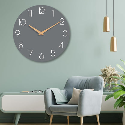 cicininc Wall Clock, Gray Silent Non-Ticking, Decorative Battery Operated Wall Clocks for Bedroom, Kitchen, Home, Office, School, Hotel (8 Inch)