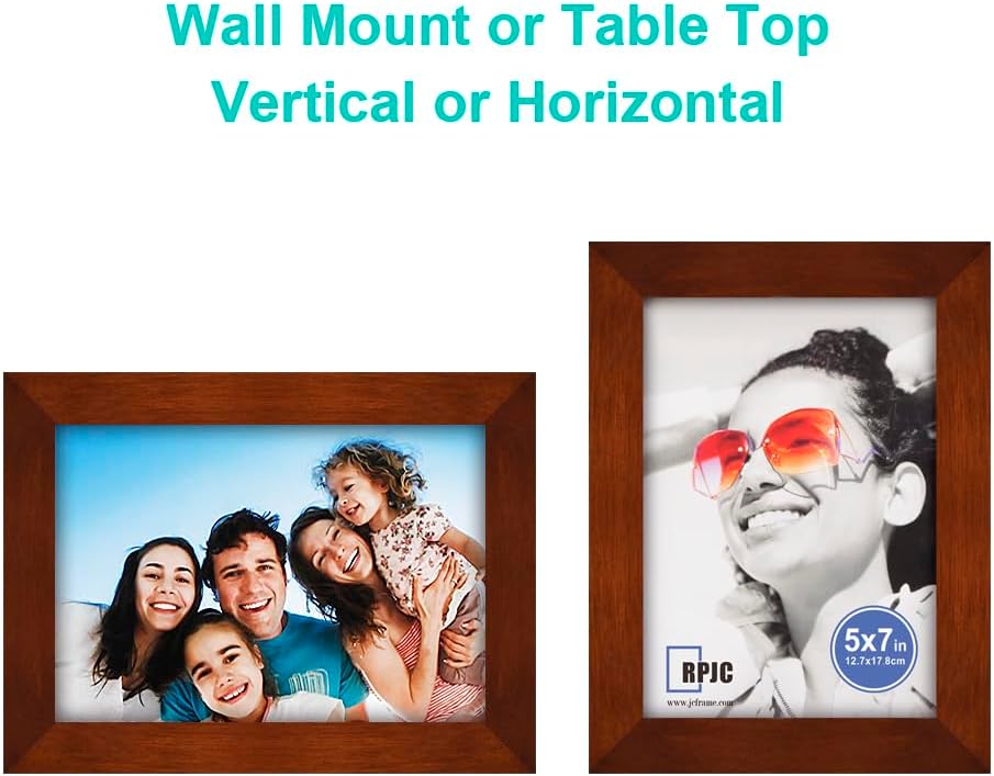 RPJC 5x7 Picture Frames Made of Solid Wood High Definition Glass for Table Top Display and Wall Mounting Photo Frame Black