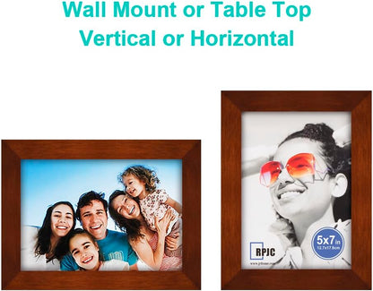 RPJC 5x7 Picture Frames Made of Solid Wood High Definition Glass for Table Top Display and Wall Mounting Photo Frame Black