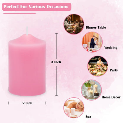 12 Pack Ivory 2x3 Inch Pillar Candles, 22 Hours Unscented Column Candles, Dripless Smokeless Unscented Candles for Home Weddings Restaurant Spa Church and Emergency