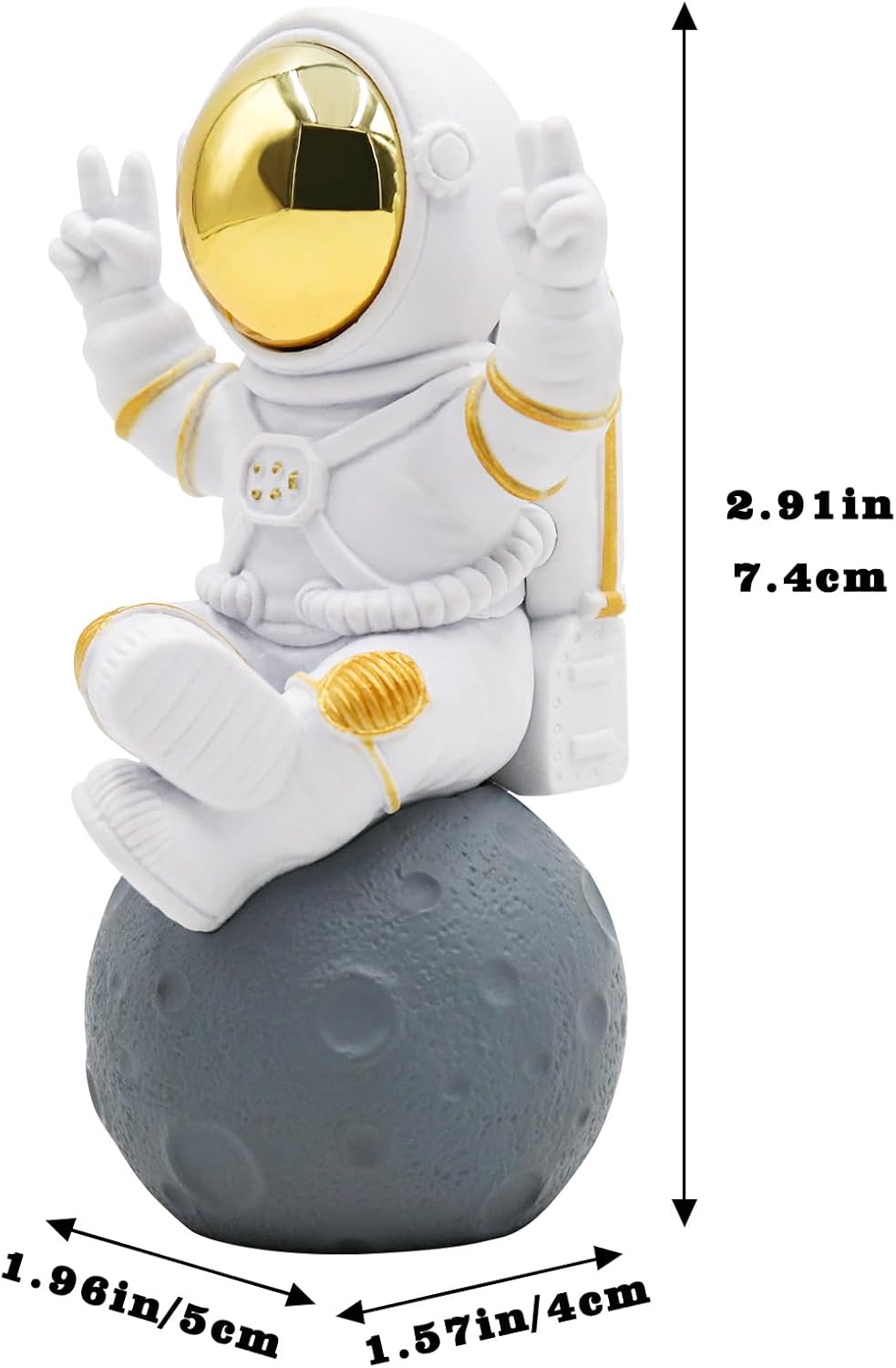Astronaut Statue Decor, Resin Spaceman Figurine Decorations, Cute Mini Space Figure Ornament, Abstract Aesthetic Decorative Sculpture for Home Office Desk Shelf Tabletop - 2.9 Inch
