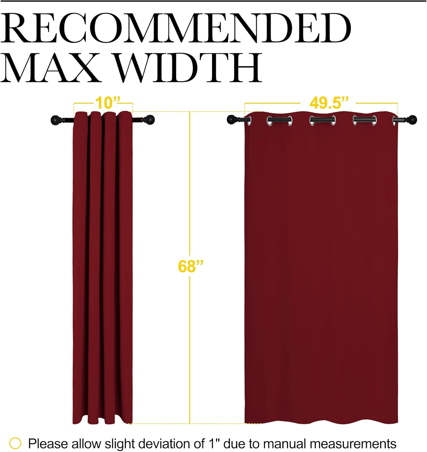 NICETOWN Halloween Pitch Black Solid Thermal Insulated Grommet Blackout Curtains/Drapes for Bedroom Window (2 Panels, 42 inches Wide by 63 inches Long, Black) - Colors A