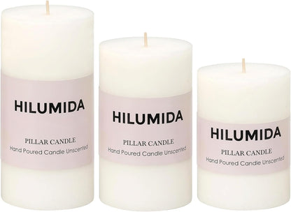 Sage Green Pillar Candles Set of 3 - Hand-Poured Unscented Candles,Smokeless Dripless Candles for Dinner Table and Home, Set of 3 in Different Sizes (3"x4", 3"x5", 3"x6")
