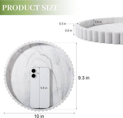 Round Bathroom Tray Silicone Kitchen Counter Decor Vanity Organizer Decorative Coffee Table Tray for Perfume, Candle, Soap Dish, 9 Inch, Black