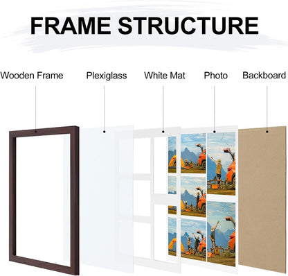 Vittanly 11x14 Collage Picture Frame, Displays 5Pcs 4x6 Pictures with Mat or 1Pcs 11x14 without Mat for Wall Mounting, Picture Frames Collage Wall Decor in Black, 1 Pack