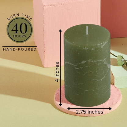 Simply Soson 3x6 inch Ivory Pillar Candles Set of 3, Rustic Texture, Unscented Ivory Candles, Dripless Candles, 3 inch Pillar Candles Ideal as Wedding, Parties, Spas, Dinner, Home Decoration, Church