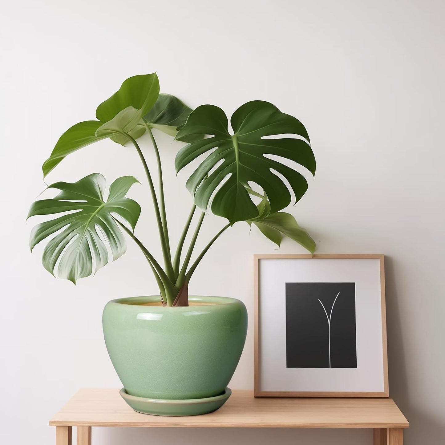 Ceramic Modern Glaze Succulent Planter Pot with Drainage Hole and Saucer 6 Inch Round Flower Plant Pot for Indoor Outdoor Herb Snake Plants