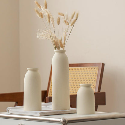10.4 inches Tall Decorative Ceramic Vase Set, 3 Pieces, Nordic Modern Boho Style, White, Modern Farmhouse for Home Decor (Coffee Mix)