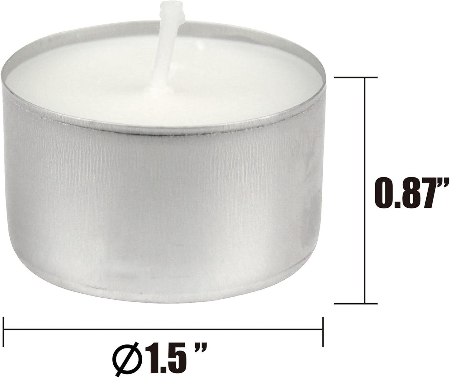 Stonebriar 100 Pack Unscented 8 Hour Extended Burn Time Tea Light Candles, White, 100 Count